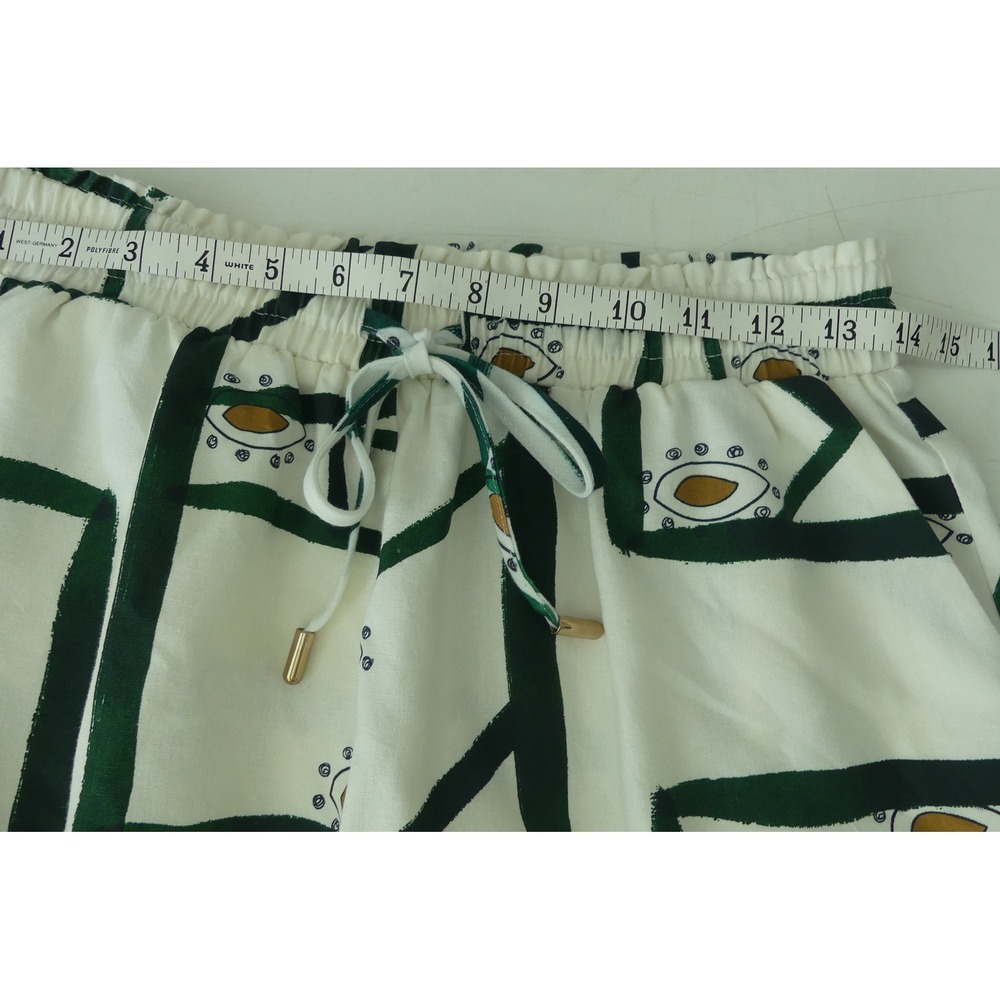 Commense Women Green Geometric Eye Print Linen Blend Shirt and Shorts Set M - Picture 8 of 9